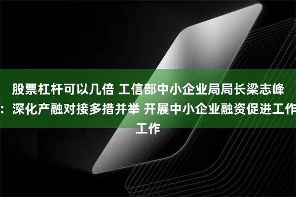 股票杠杆可以几倍 工信部中小企业局局长梁志峰：深化产融对接多